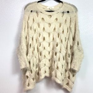 ANGL”  Open Weave Dolman Sleeve Oversized Knitted Sweater Size Large